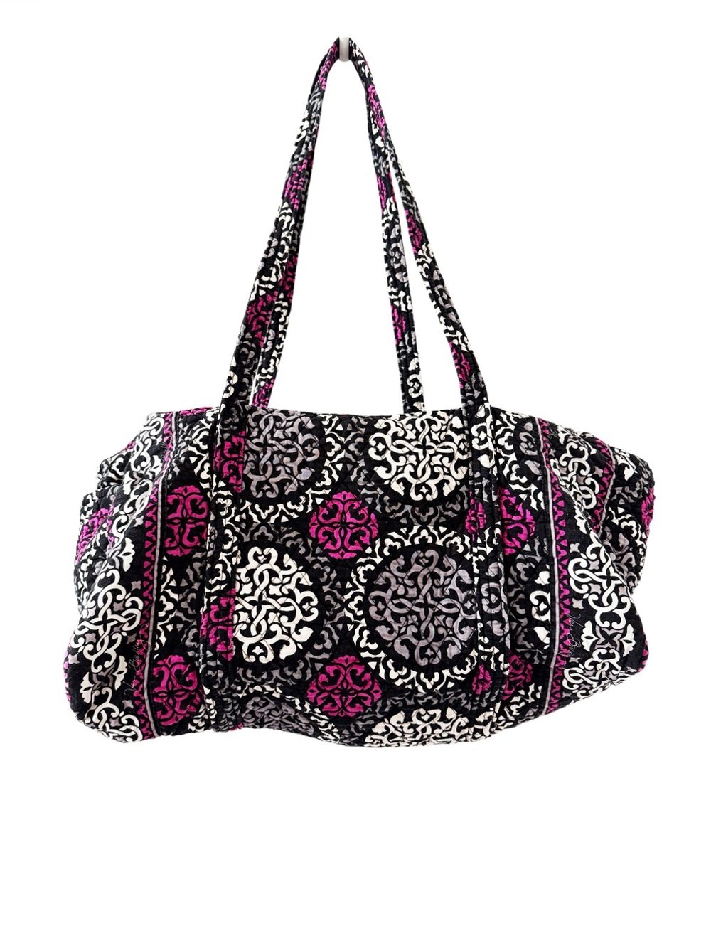 Vera Bradley duffel bag, "Canterberry Magenta" pattern, quilted cotton exterior
